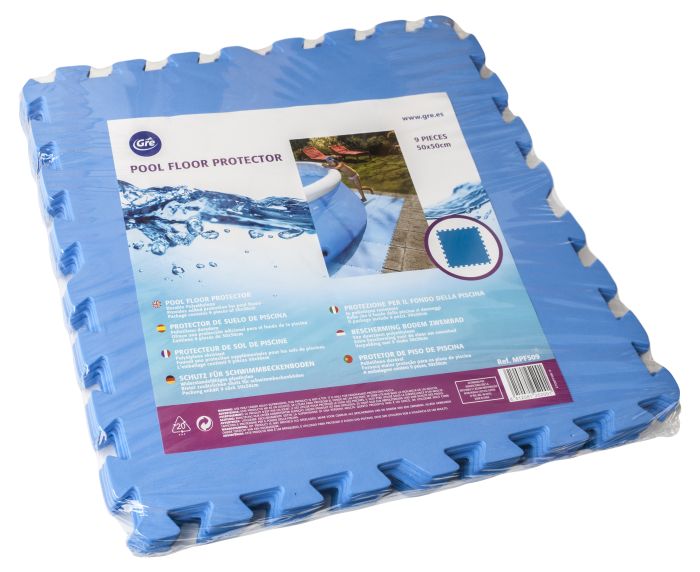 Bodenschutzmatte für Schwimmbeckenböden 50 X 50 cm, blau (9 Stück)