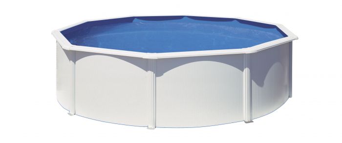 ATLANTIS Piscina sobre suelo piscina de pared de acero blanco Ø 460 x 132 cm + a