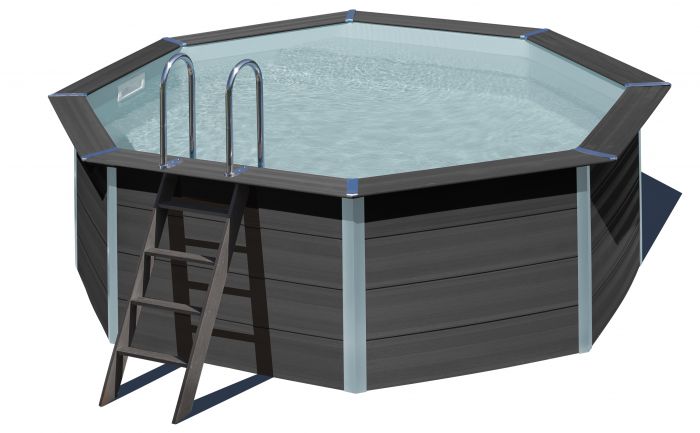 Piscina composite Gre Ø 410 x 124 cm redonda piscina WPC vanguardista