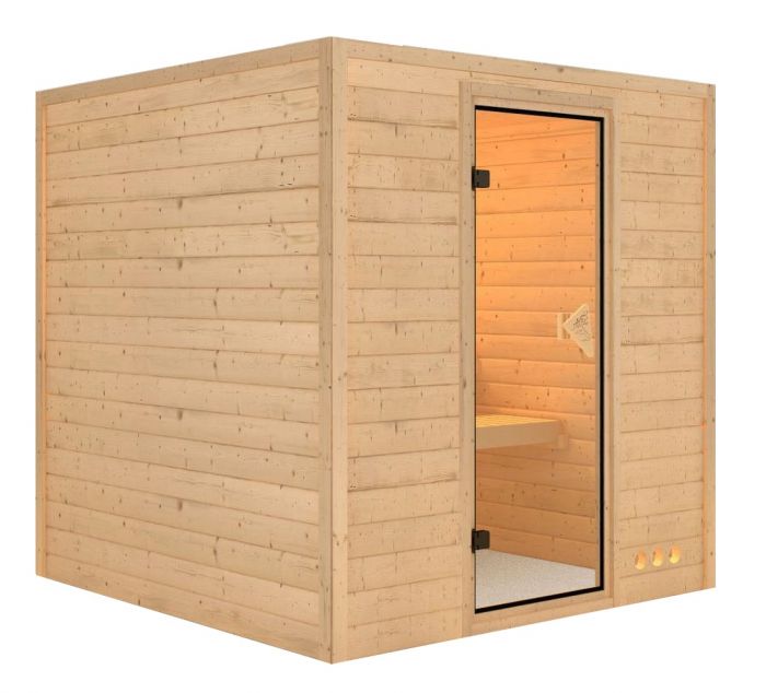 Sauna de madera maciza Lemi 196x196x200 cm homologada TÜV
