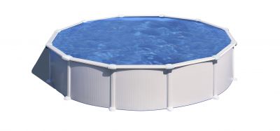 ATLANTIS Piscina sobre suelo piscina de pared de acero blanco Ø 550 x 132 cm + a