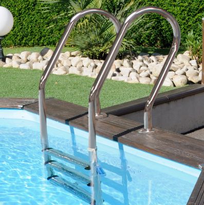Martillo de piscina piscina de madera Ø 500 cm Southline + juego de accesorios, 