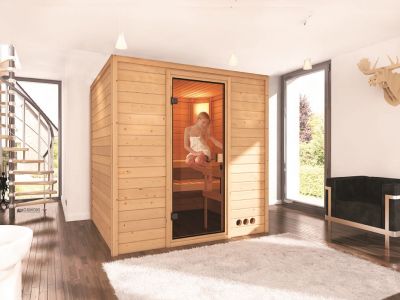 Sauna de madera maciza Lieto 196x170x198 cm homologado TÜV