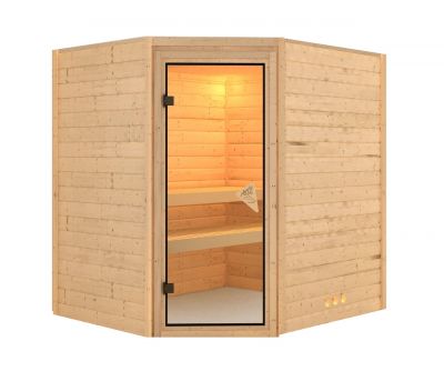 Sauna de madera maciza Otava 196x170x198 cm con homologación TÜV