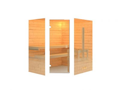 Sauna de madera maciza Otava 196x170x198 cm con homologación TÜV