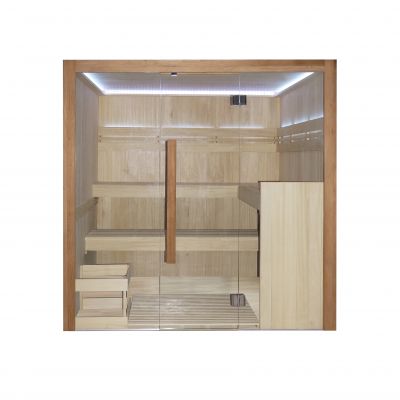 Sauna interior Royal Deluxe madera Abachi 2000x2000x1985 incluyendo accesorios