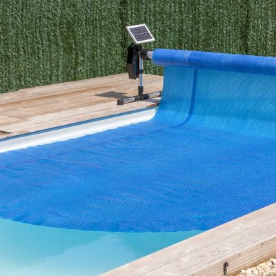 Medidas rodillo toldo motorizado solar aluminio, para piscinas empotradas