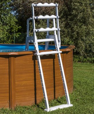 Escalera para piscina tamaño HDPE 4 peldaños con plataforma para piscinas de par