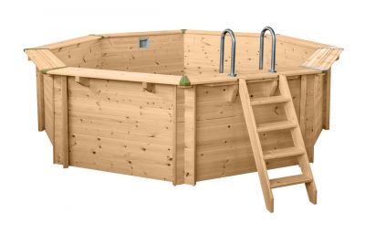 Piscina martillo piscina de madera Ø 440 cm Northline + accesorios, 136 cm de al