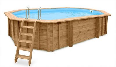 Piscina de madera Poolhammer 640 x 400 cm ovalada Northline + accesorios, 138 cm